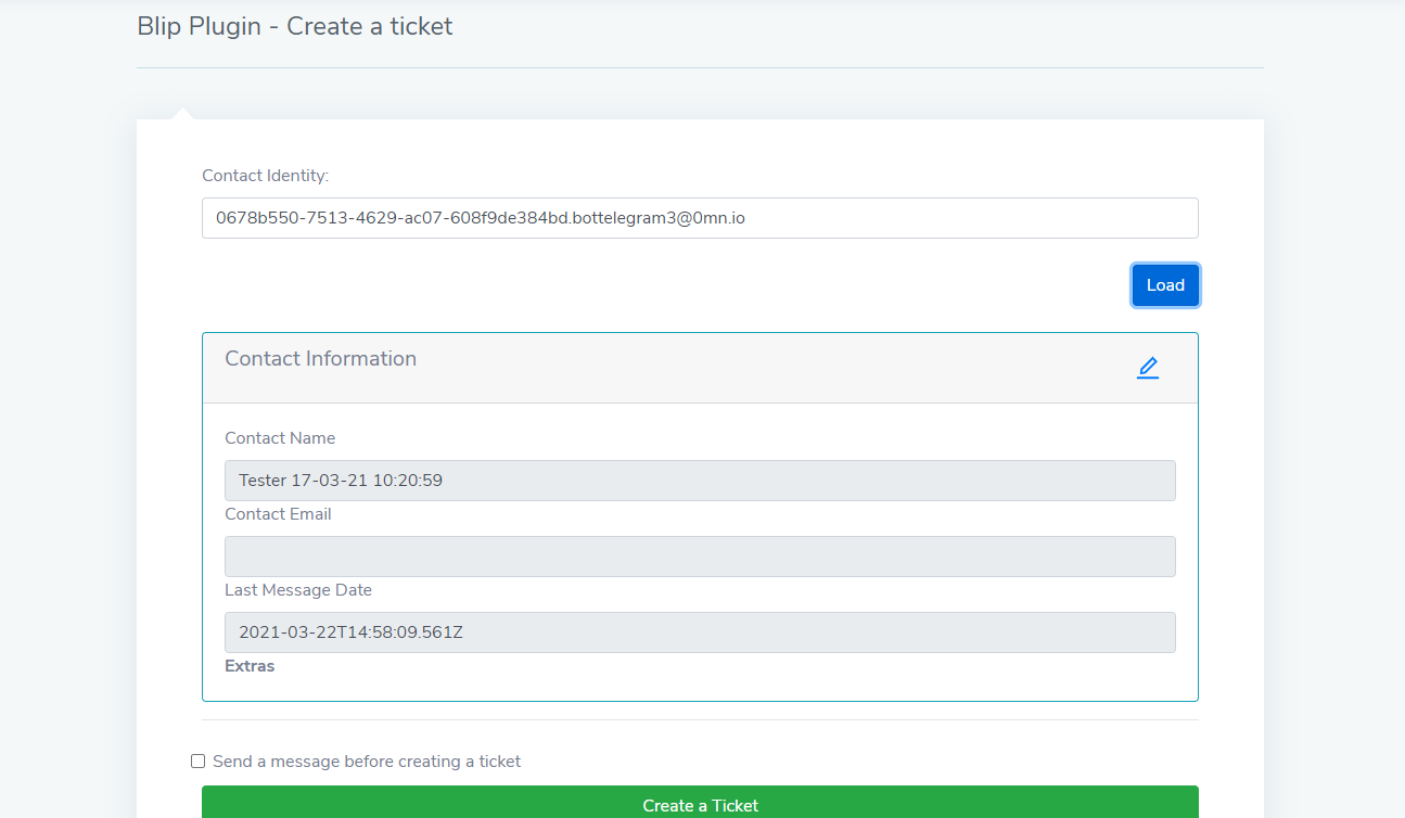 Captura de tela de Create a ticket 1